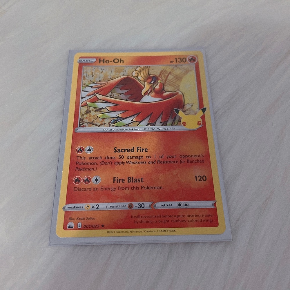 Ho-Oh Pokemon Card Celebrations 25th Anniversary Limited Edition Like New